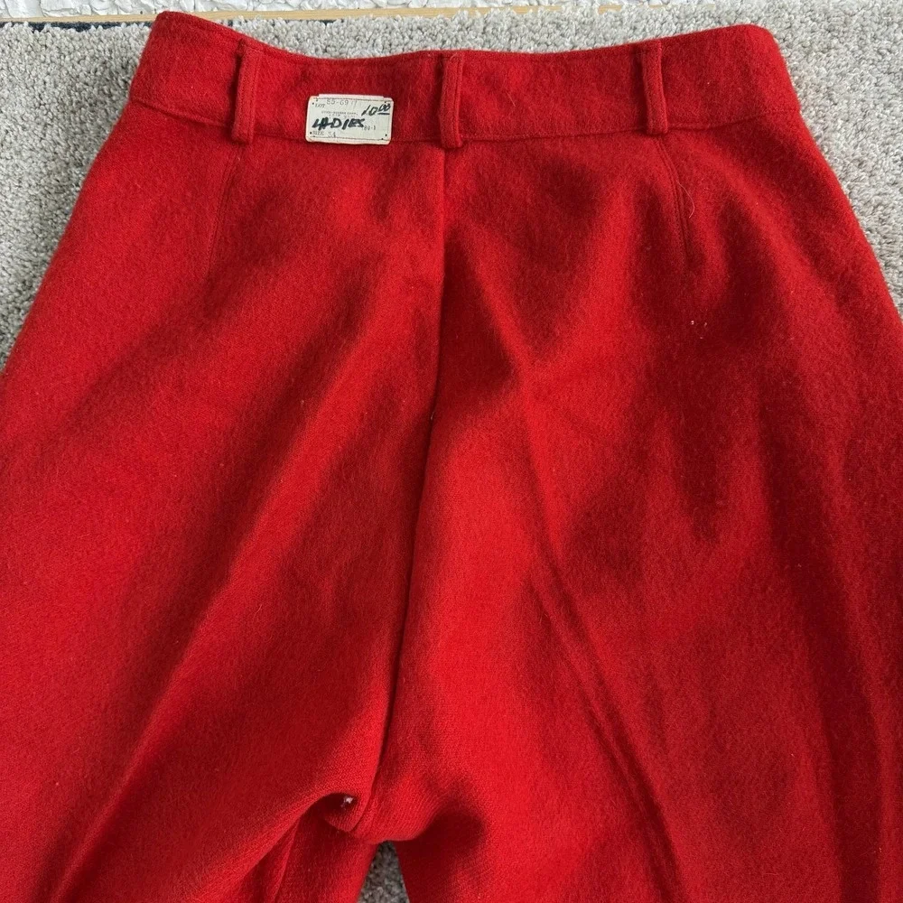 Vintage Duxbak Snow Pants Mens Medium Red Wool Lined Cuffed Winter Workwear